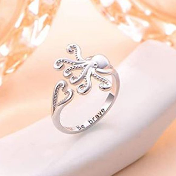 OCTOPUS S925 STERLING SILVER Adjustable RING - Picture 2 of 3